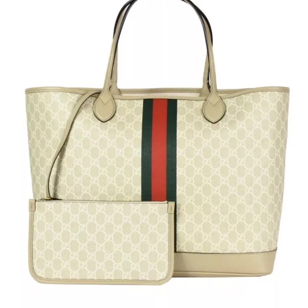 GUCCI Ophidia Large Tote Bag GG Supreme Canvas Leather New With Tags!